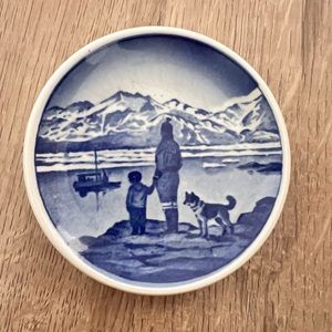 Royal Copenhagen Denmark Mini Plate Wall Deco Hundeslaede Gronland Kaj Lange Vtg
